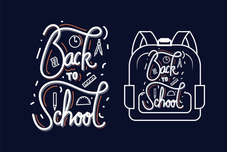 Back to School Calligraphic Text Type Word Font Letter Lettering illustration Vector for Poster Banner designのイラスト素材