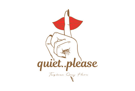 Hot Sexy Woman Lady Girl Female Lips with Finger for Silent Mum Quiet or Secret Logo Design Vectorのイラスト素材