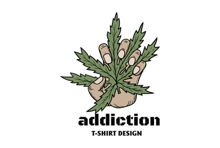 Retro Vintage Hand Hold Cannabis Marijuana Ganja Leaf for T Shirt Designのイラスト素材