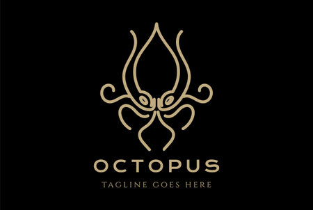 Octopus Squid Cuttlefish Kraken Monogram Logo Designのイラスト素材