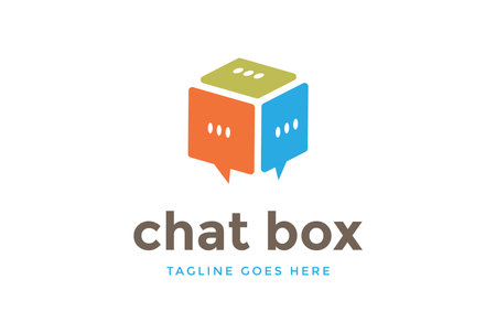 Modern Geometric Cube Box Chat Speech for Communication Logo Designのイラスト素材