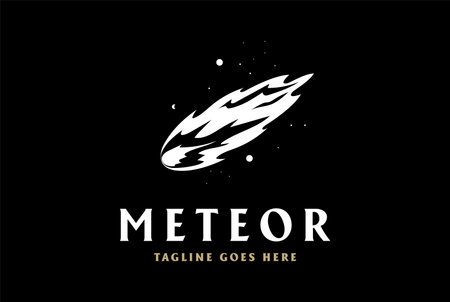 Night Falling Star Meteor Asteroid Comet Logo Design Vectorのイラスト素材