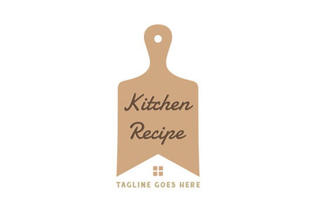 Simple Minimalist Wood Wooden Cutting Board for Kitchen Recipe Restaurant Catering Food Cook Logo Designのイラスト素材