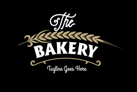 Retro Vintage Golden Wheat Grain Rice Label for Bake Bakery Cake Bread Food Logo Design Vectorのイラスト素材
