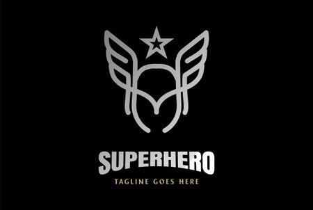 Warrior Knight Odin Head Wings Superhero Head Logo Design Vectorのイラスト素材