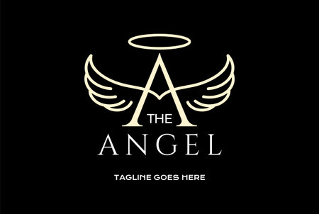 Golden Initial Letter A with Wings for Angel Logo Design Vectorのイラスト素材