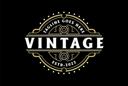 Circular Round Vintage Retro Steampunk Badge Emblem Label Stamp Logo Design Vectorのイラスト素材