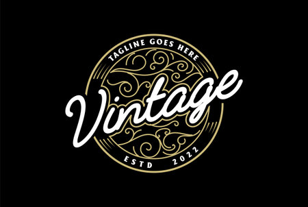 Round Circular Vintage Retro Steampunk Badge Emblem Label Stamp Logo Design Vectorのイラスト素材
