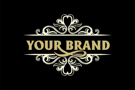 Golden Vintage Border Frame Vintage Royal Badge Emblem Stamp Label Logo Design Vectorのイラスト素材