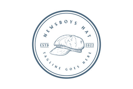 Vintage Retro Classic England Newsboys Hat Cap for Fashion Store Logo Design Vectorのイラスト素材