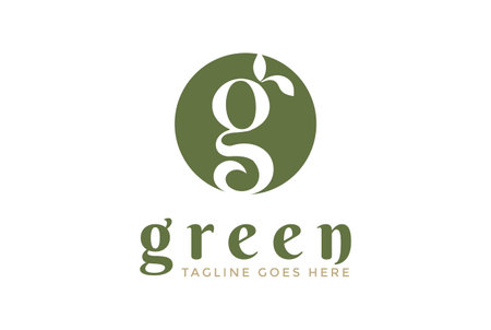 Simple Minimalist Initial Letter G for Green Leaf Plant Tree or Spa Yoga Wellness Herb Cosmetics Logo Designのイラスト素材