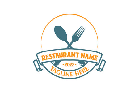 Vintage Retro Crossed Spoon Fork for Kitchen Cook Eatery Restaurant or Food Catering Logo Designのイラスト素材