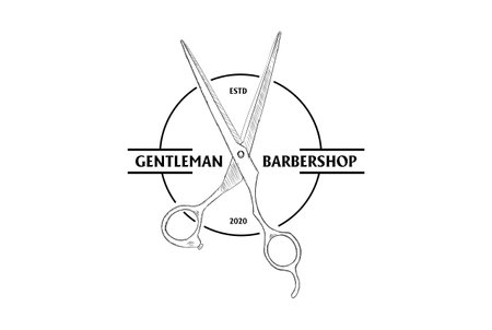 Simple Minimalist Gentleman Scissor for Haircut Barbershop Logo Designのイラスト素材