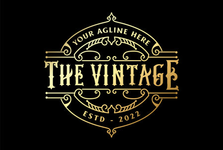 Vintage Retro Ornament Border Frame Royal Badge Emblem Stamp Label Logo Design Vectorのイラスト素材