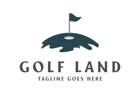Golf Ball Hole Flag Land for Sport Club Competition Logo Design Vectorのイラスト素材