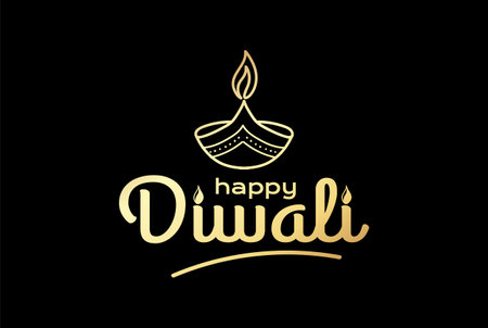 Happy Diwali Handwritten Lettering Text Word Type Font Calligraphy Lettering Typography Illustration Vectorのイラスト素材