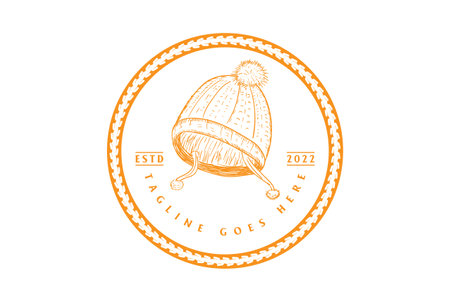 Circular Vintage Retro Ski Winter Baby Hat Cap for Fashion Store Logo Designのイラスト素材