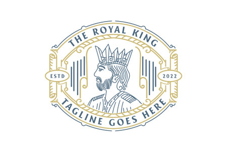 Vintage Royal King Crown Badge Emblem Label Logo Design Vectorのイラスト素材