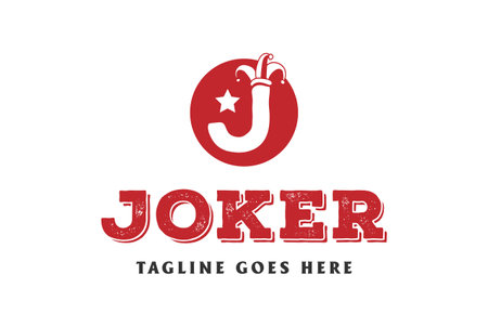 Circular Initial Letter J for Joker Clown Cockscomb Hat Cap Logo Design Vectorのイラスト素材