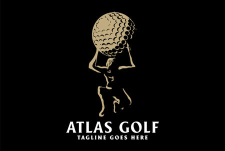 Vintage Atlas Lift Golf Ball for Sport Club Competition Logo Design Vectorのイラスト素材