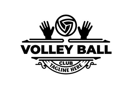 Vintage Retro Volley Ball with Block Hand Badge Emblem for Sport Club Competition League Logo Designのイラスト素材