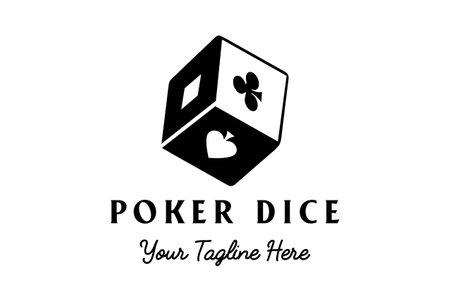 Vintage Square Cube Box Poker Casino Card Dice for Gambling Logo Design Vectorのイラスト素材