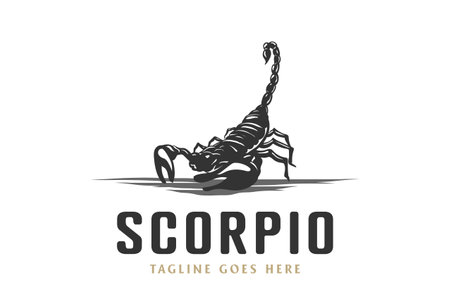 Vintage Retro Venomous Scorpion Scorpio Sting Logo Design Vectorのイラスト素材