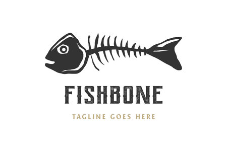 Vintage Retro Fish Bass Bone Logo Design Vectorのイラスト素材