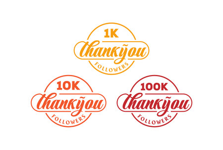 Vintage Circular Thank you for 1 10 100 Thousand Social Media Followers Badge Emblem Label Stamp Seal Logo Designのイラスト素材