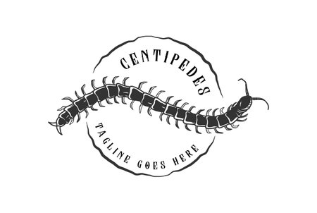 Vintage Animal Venomous Centipedes Silhouette Logo Design Vectorのイラスト素材