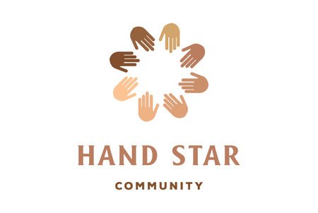 Star Hand Together for Diversity Unity Community Charity Foundation Logo Designのイラスト素材