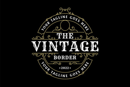 Round Vintage Retro Ornament Blank Border Frame Royal Badge Emblem Stamp Label Logo Design Vectorのイラスト素材