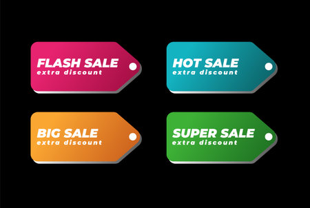 Price Tag Big Hot Super Flash Sale for Supermarket Sale Discount Promo Badge Emblem Label Sticker Stamp Seal Logo Designのイラスト素材