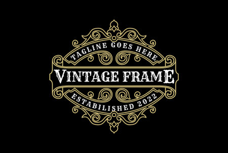 Round Vintage Retro Ornament Blank Border Frame Royal Badge Emblem Stamp Label Logo Design Vectorのイラスト素材