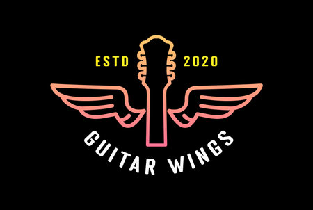 Modern Simple Guitar with Wings for Music Instrument Bar Live Concert Show Logo Designのイラスト素材