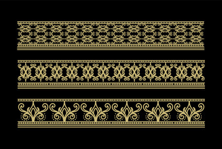 Elegant Rectangle Seamless Golden Decorative Beauty Royal Border Frame Ornament Element Design Illustration Vectorのイラスト素材
