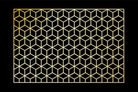 Golden Sacred Diamond Geometry Grid Graphic Deco Hexagon Line Pattern Vectorのイラスト素材