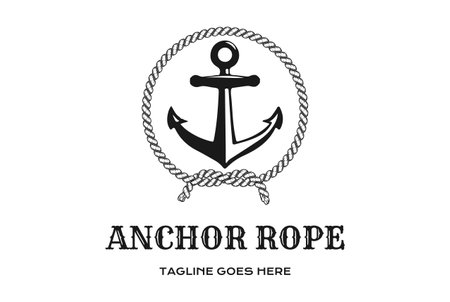 Vintage Retro Anchor Hook with Circular Rope for Boat Ship Nautical Transport Logo Design Vectorのイラスト素材