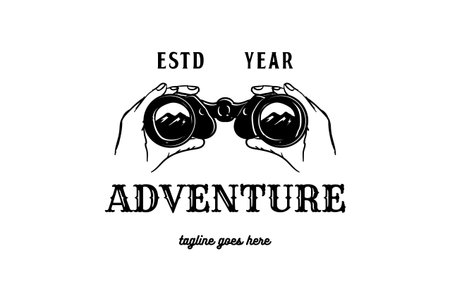 Vintage Retro Hand Hold Binocular for Outdoor Adventure Logo Design Vectorのイラスト素材