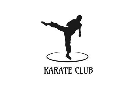 Man Male Kick Silhouette for Karate Judo Taekwondo Sport Club Competition Logoのイラスト素材