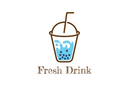 Vintage Mug for Boba Tea or Milk Shake Chocolate Drink Product Logo Designのイラスト素材