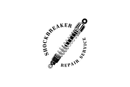 Vintage Retro Motorcycle Shock Breaker Repair Custom Service Logoのイラスト素材