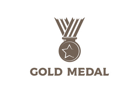 Vintage Champions Gold Medal Badge Emblem Logoのイラスト素材