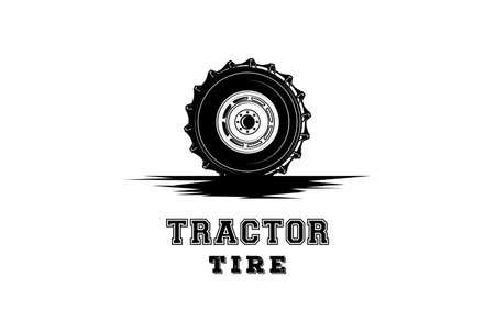 Vintage Heavy Tractor or Mining Vehicle Tire Logo Designのイラスト素材
