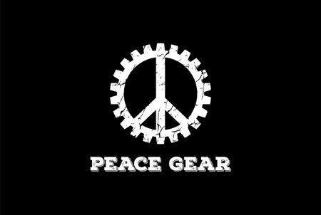 Peace Symbol with Gear Cog Driven for Union Industry Worker Community Logoのイラスト素材