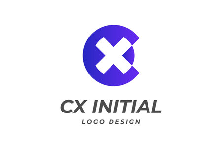 Simple Minimalist Modern Circular Letter CX XC Logo Design Vectorのイラスト素材