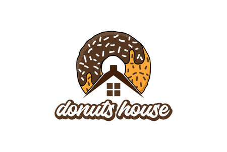 Simple Donuts House for Bakery Store Shop Logo Designのイラスト素材