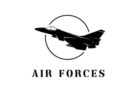 Vintage Retro Fighter Jet Plane for War Defense Army Soldier Military Forces Transportation Logoのイラスト素材