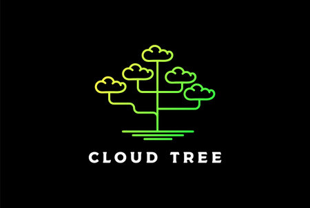 Simple Minimalist Cloud Tree for Storage or Electric Technology Logo Designのイラスト素材