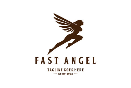 Flying Beauty Sexy Angel Lady Woman Girl Wings Logo Designのイラスト素材